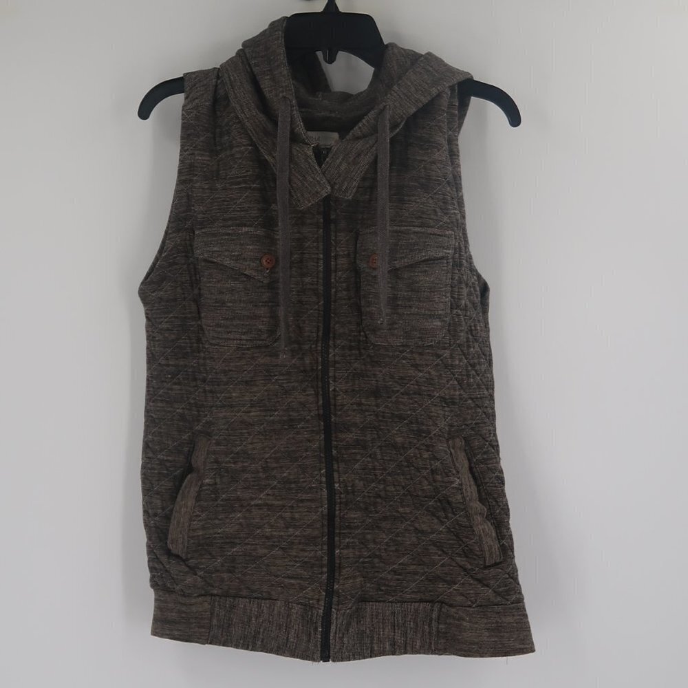 Alpha Beta Gray Men’s Hooded Hoodie Sweatshirt Vest Sleeveless Jacket Medium